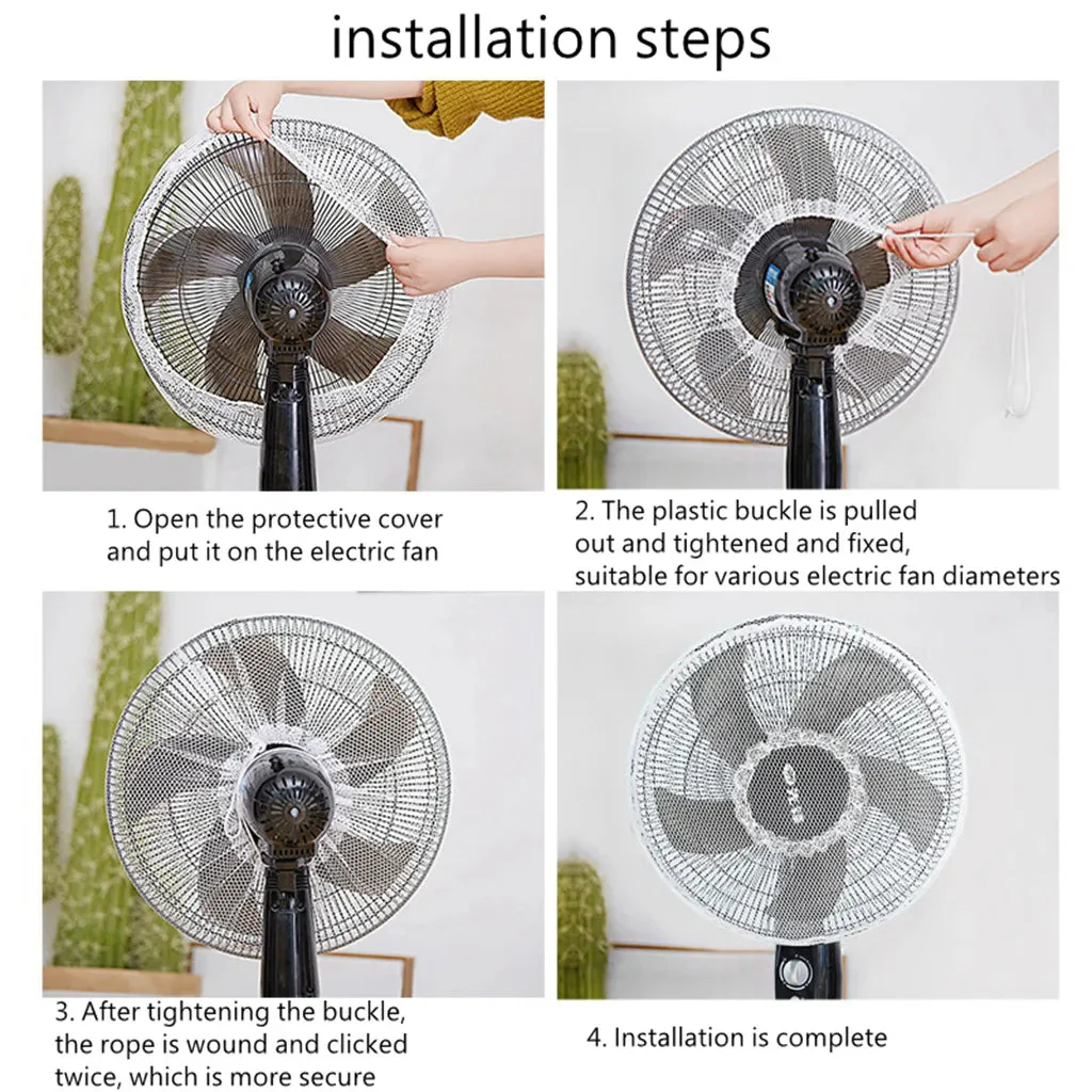 Cartoon Printed Safety Net Dustproof Fan Cover - Image 6