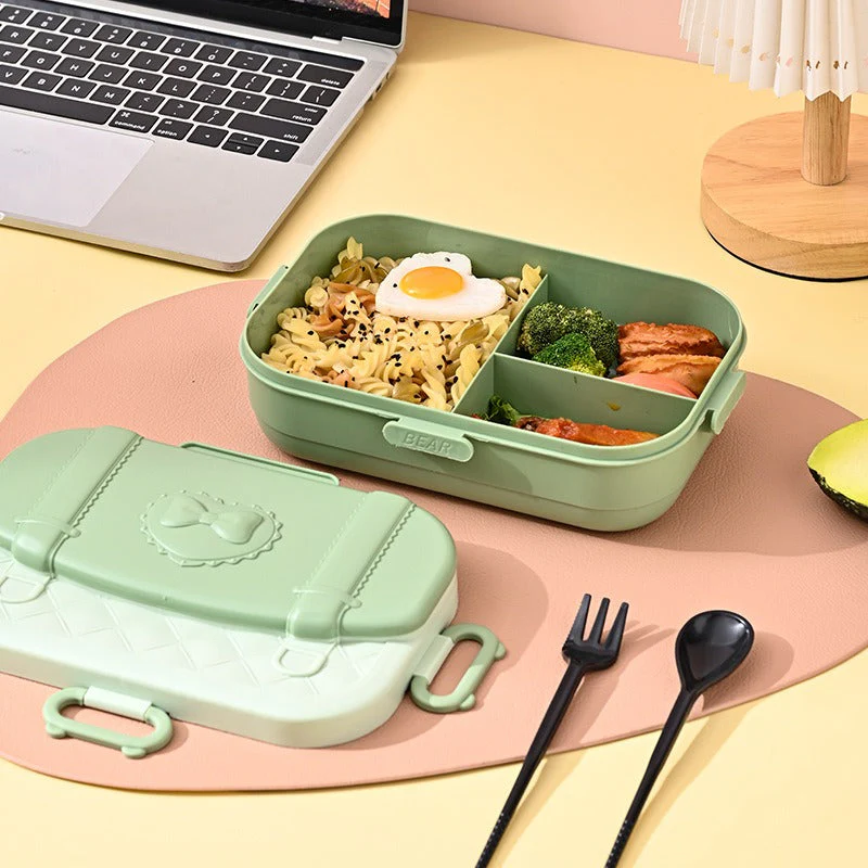 3 Grid Lunch Box With Spoon and Fork - Image 3