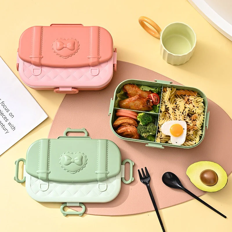 3 Grid Lunch Box With Spoon and Fork - Image 4