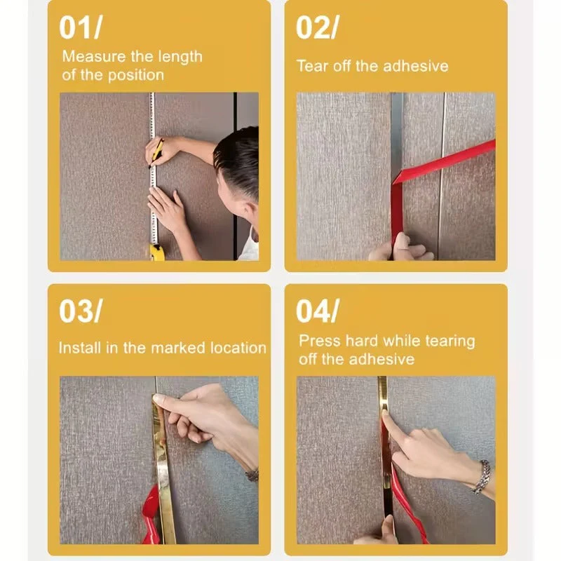 Self-Adhesive Golden Wall Sticker Roll (0.8x96 Inches) - Image 4