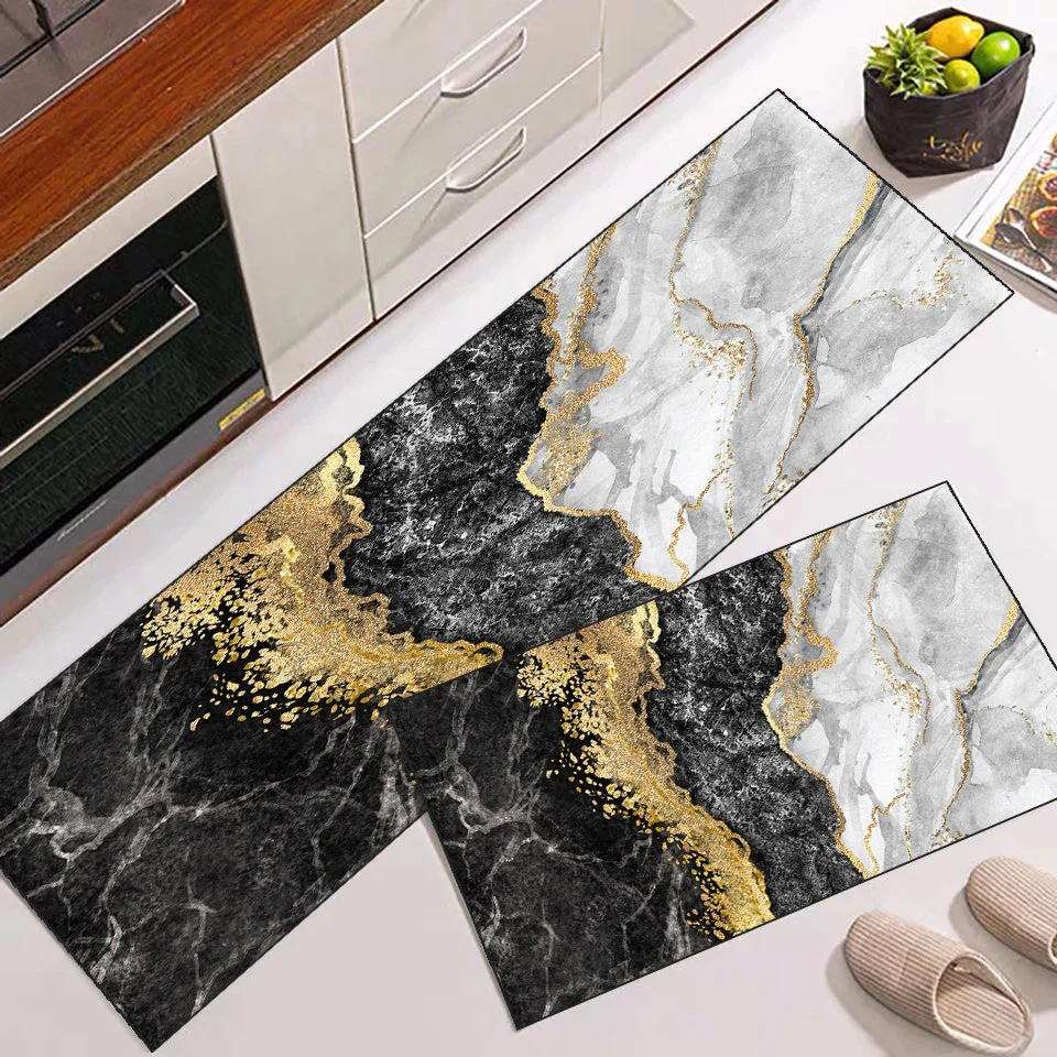 Set Of 2 Kitchen Floor Mat (Random Designs)