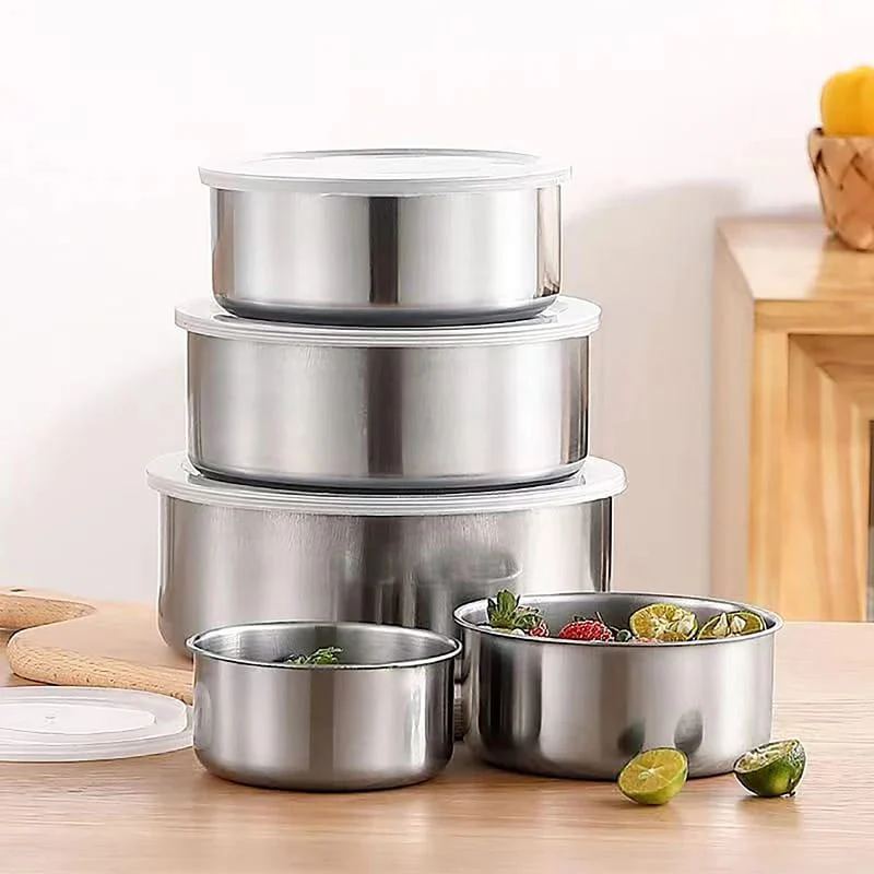 Set of 5 Stainless Steel Food Storage Containers With Lids - Image 5
