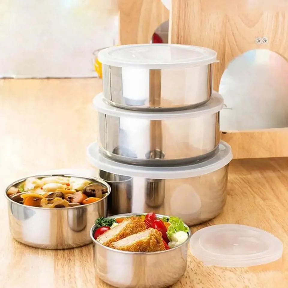 Set of 5 Stainless Steel Food Storage Containers With Lids - Image 6