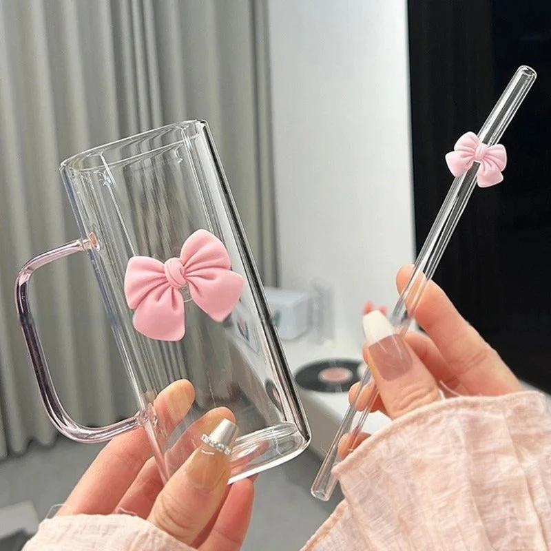 Square Glass Square Mug with Lid & Straw - Image 3