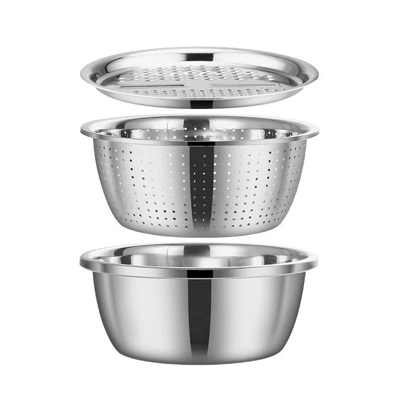 Stainless Steel 2PCs Grater & Strainer Bowl - Image 6
