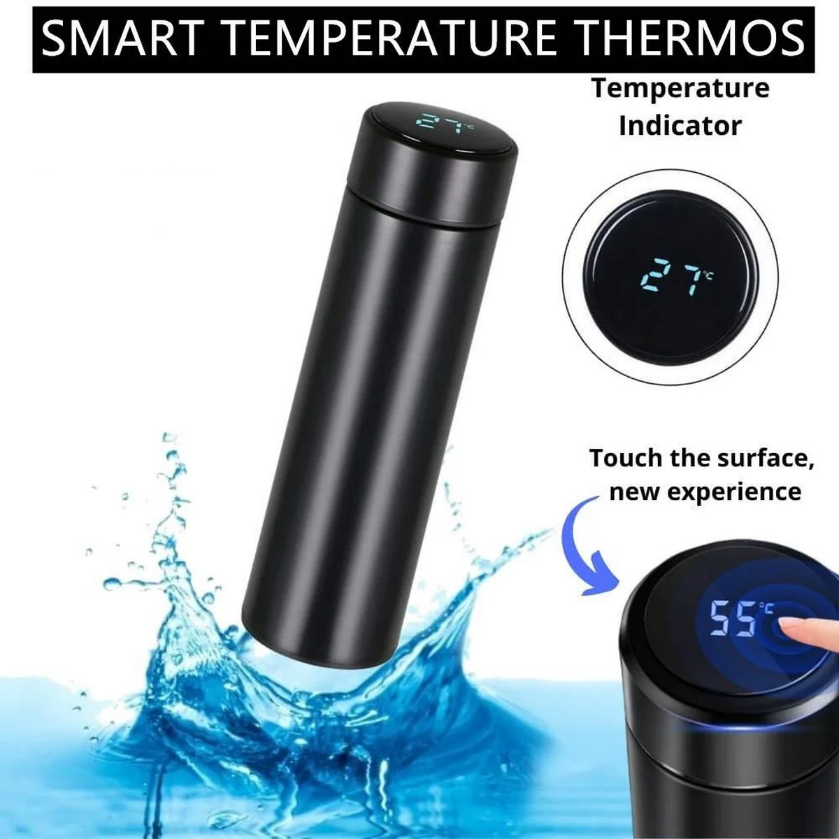 Stainless Steel 500ML Smart Thermos Water Bottle Led Digital Temperature Display. - Image 5