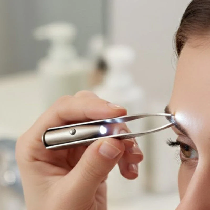 Stainless Steel LED Lighted Eyebrow Tweezer