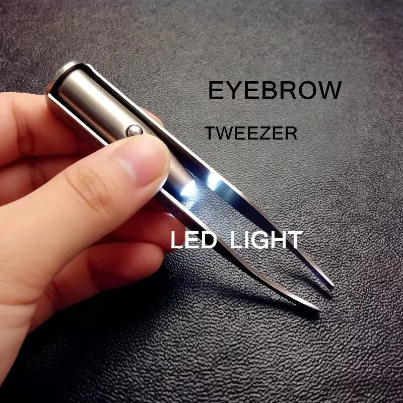 Stainless Steel LED Lighted Eyebrow Tweezer - Image 4