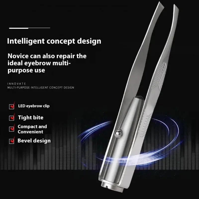 Stainless Steel LED Lighted Eyebrow Tweezer - Image 5