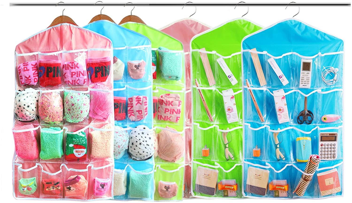 Sweet Candy Color Wardrobe Wall Mounted 16 Grid Storage Bag - Image 5