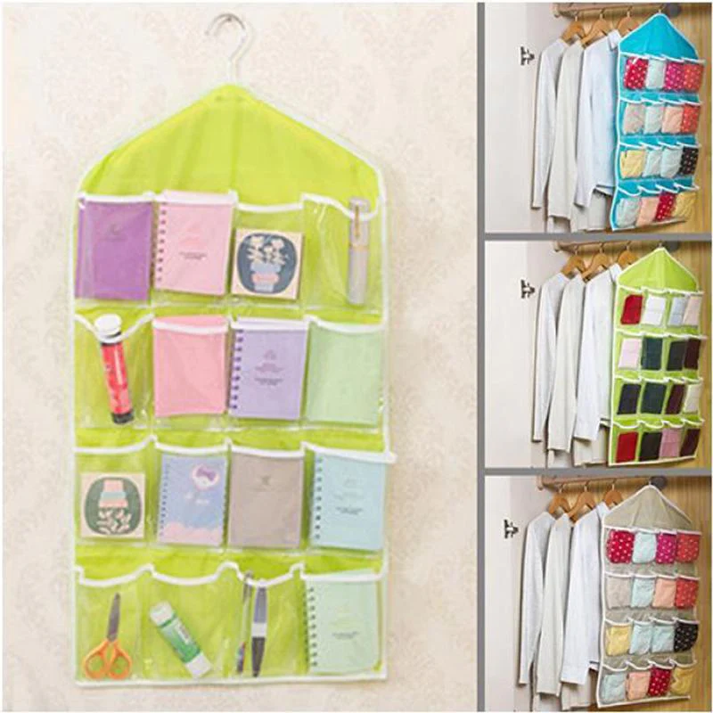 Sweet Candy Color Wardrobe Wall Mounted 16 Grid Storage Bag - Image 6