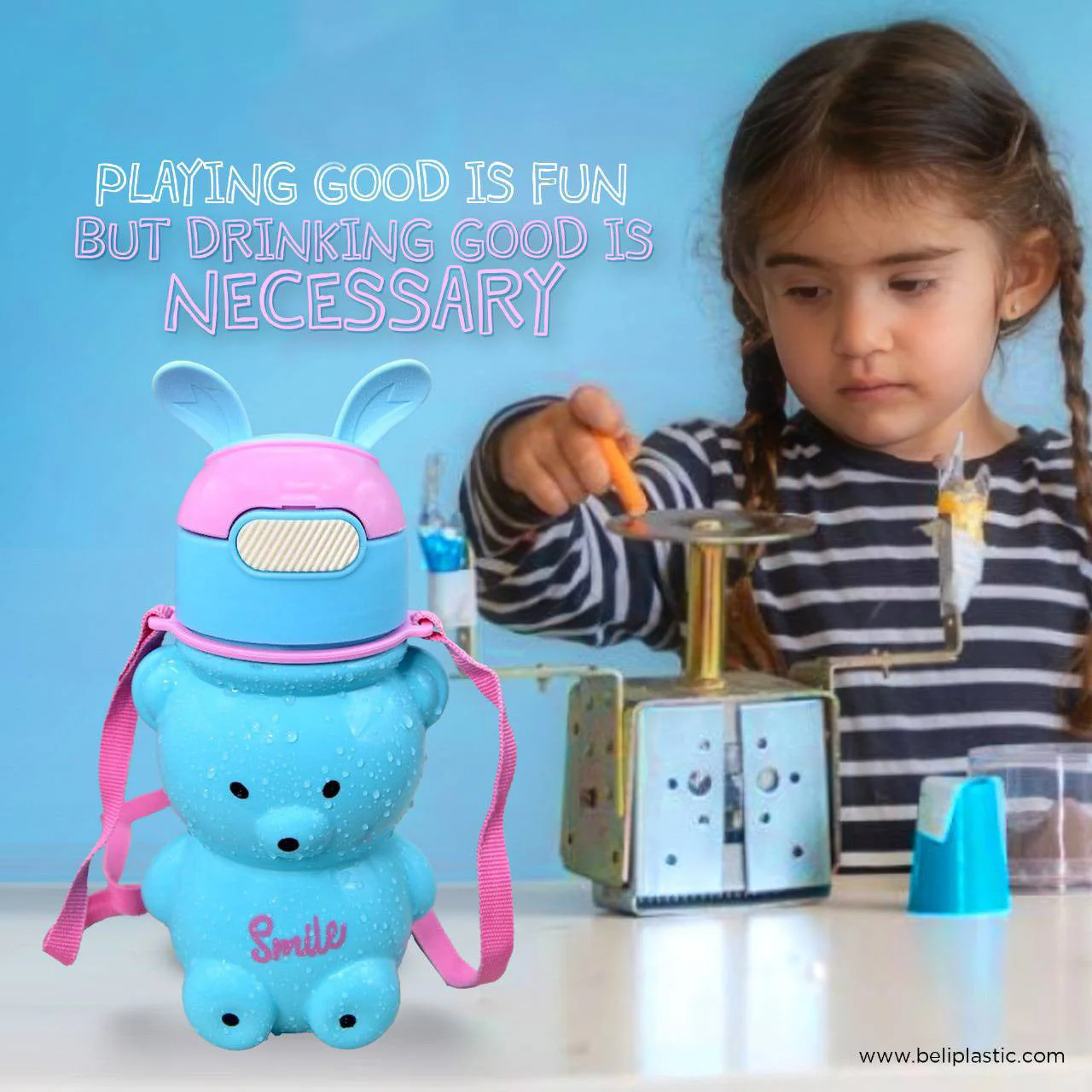 Teddy Bear Sippy Straw Bottle - Image 2