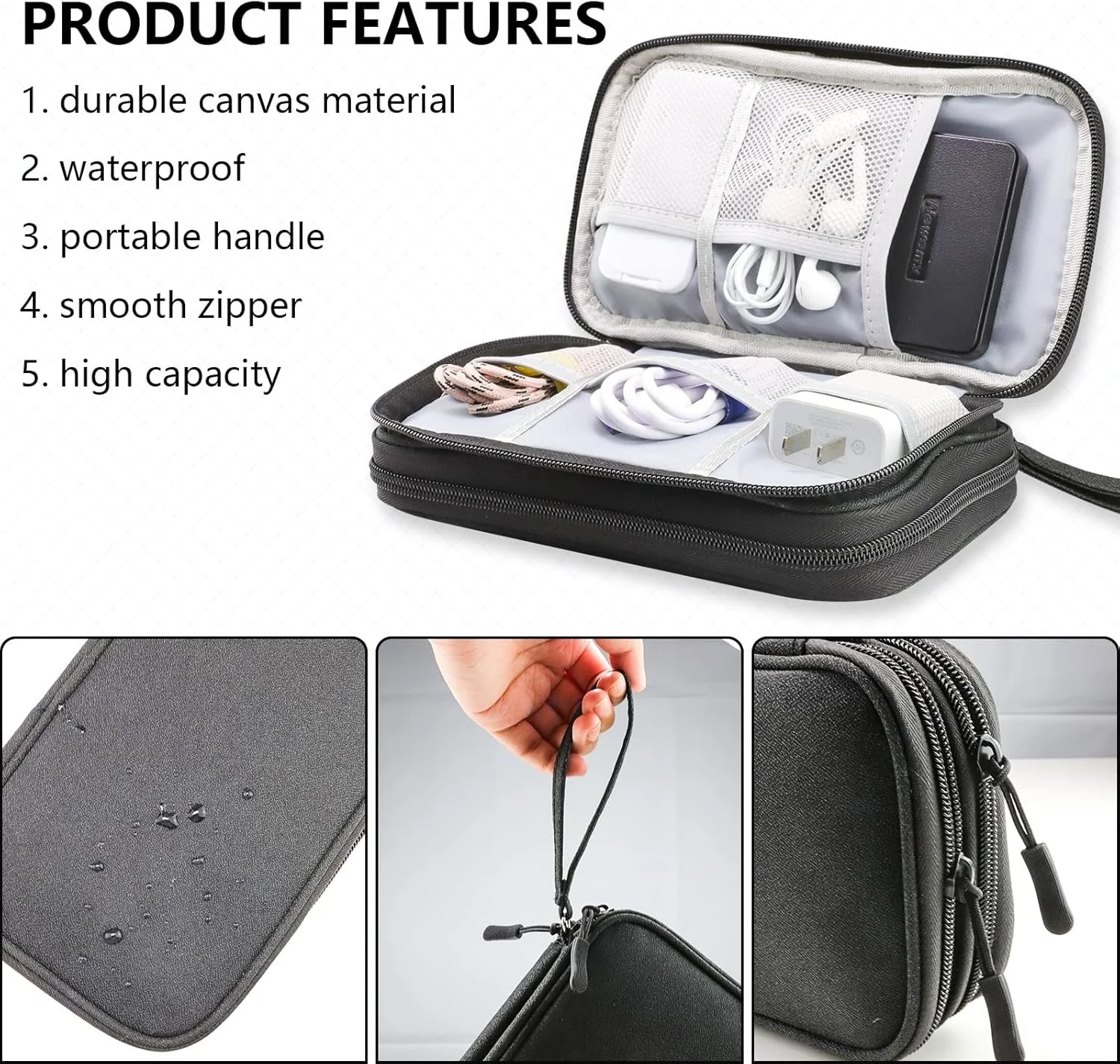 Travel Storage Organizer Dual Zip Pouch Bag - Image 2