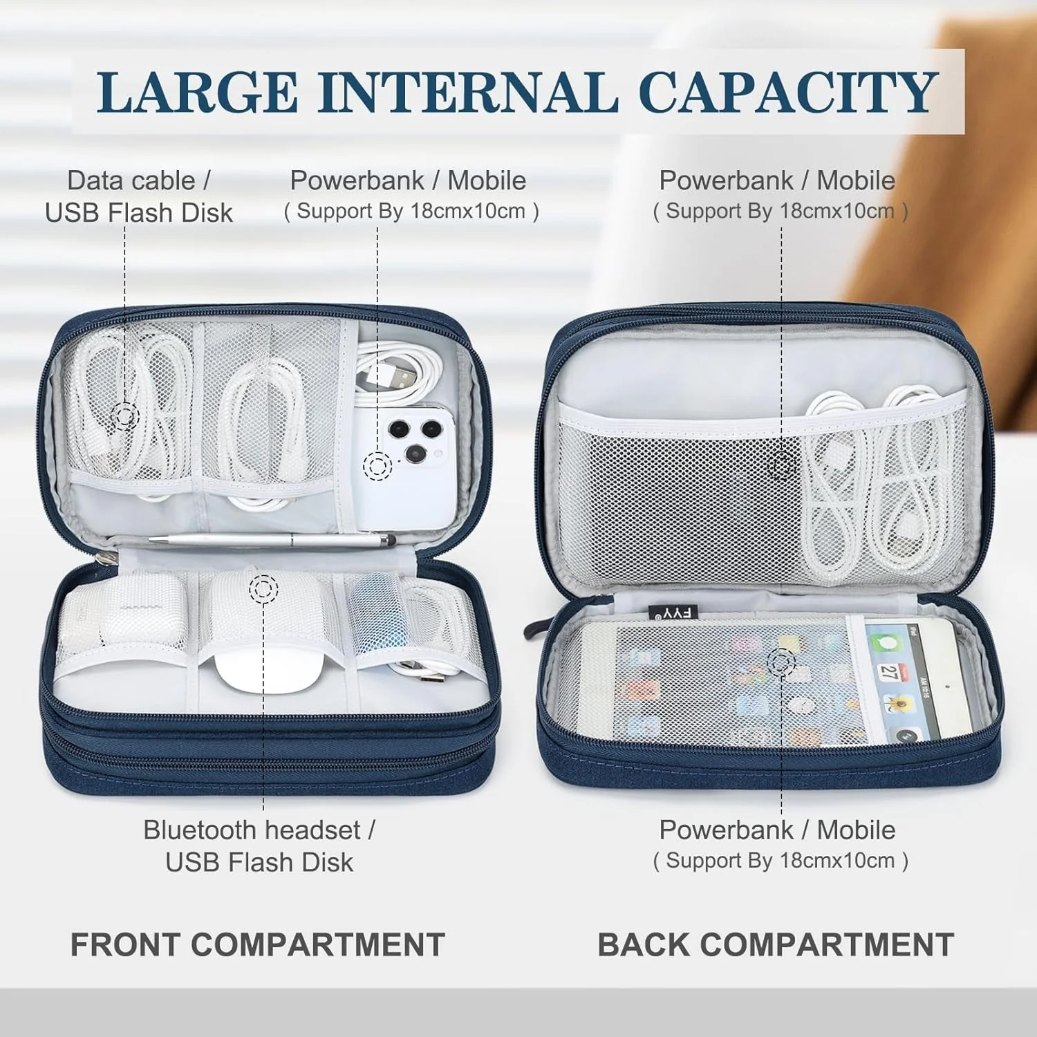 Travel Storage Organizer Dual Zip Pouch Bag - Image 3