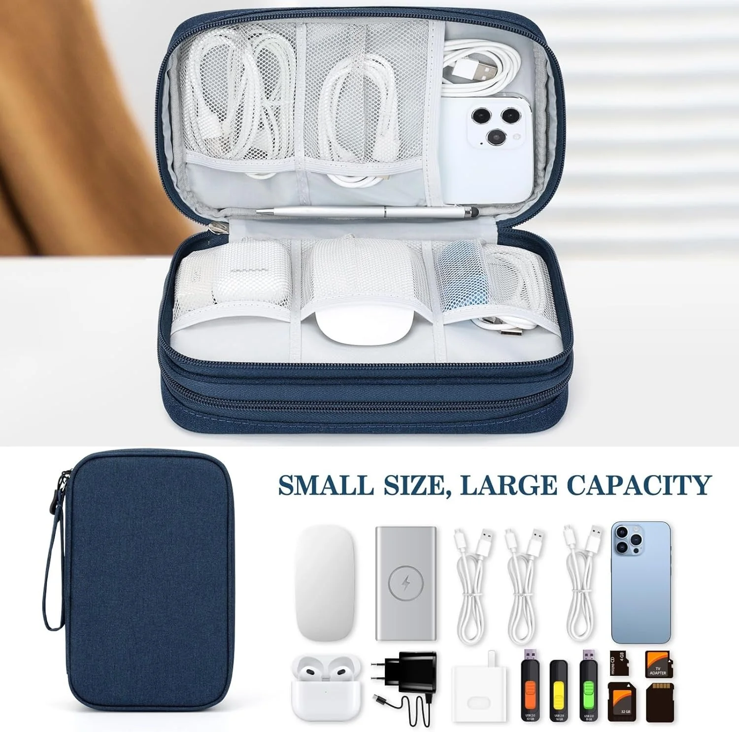 Travel Storage Organizer Dual Zip Pouch Bag - Image 4