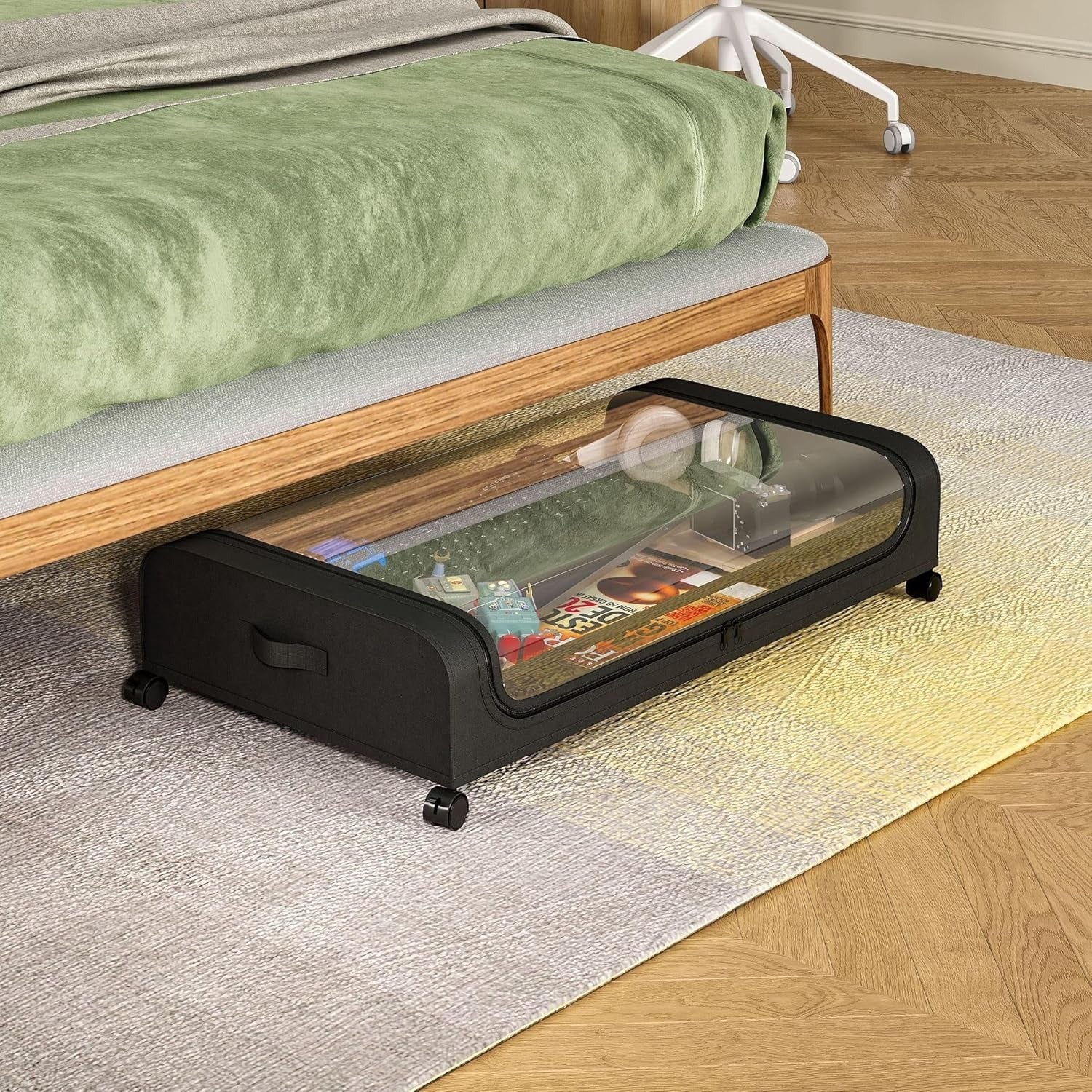 Under Bed Storage Organizer with Movable Wheels - Image 3