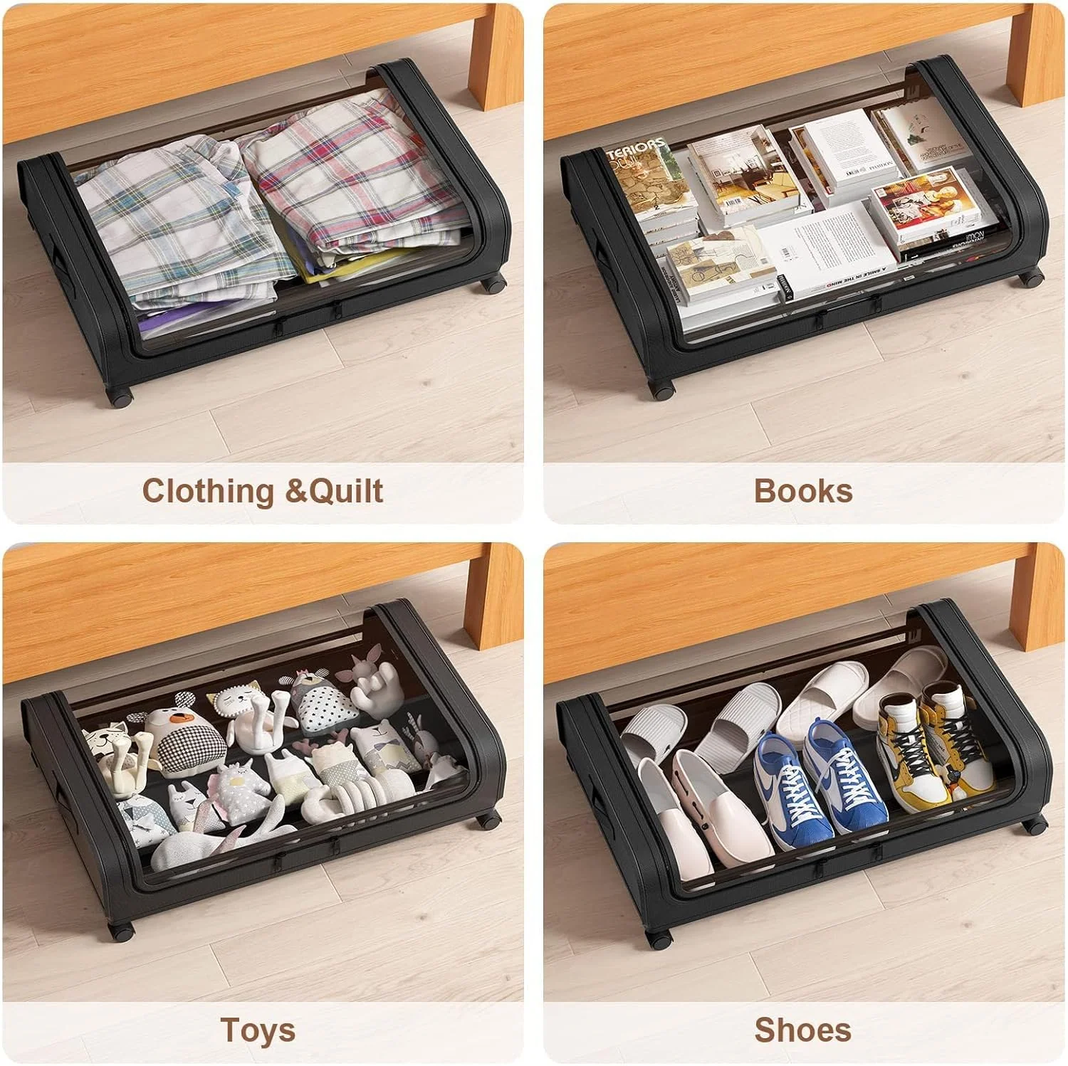 Under Bed Storage Organizer with Movable Wheels - Image 6