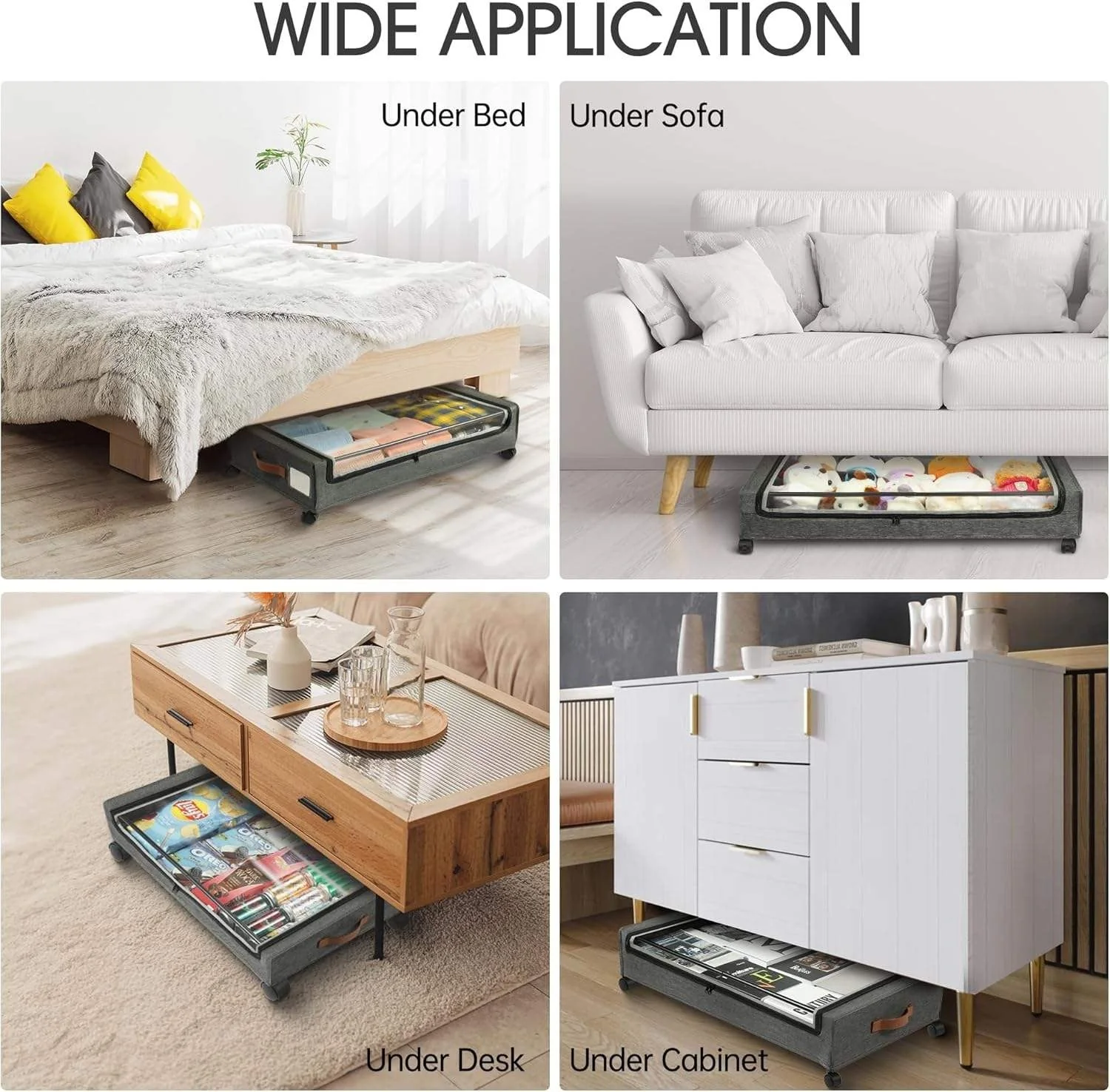 Under Bed Storage Organizer with Movable Wheels - Image 7