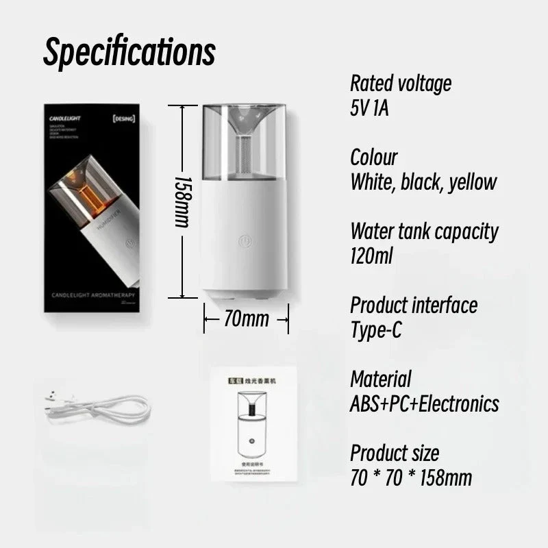 USB Electric Candlelight Aroma Humidifier - Image 6