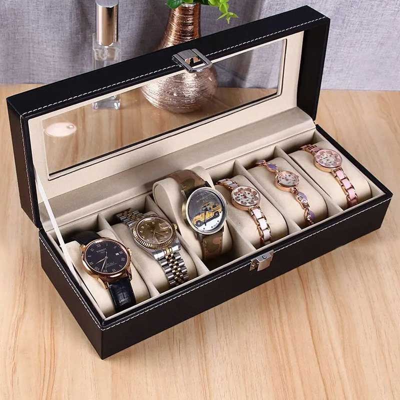 6 Slots Leather Printed Watch Organizer Box - Image 3