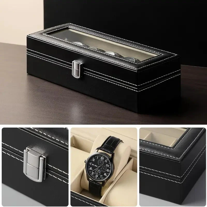 6 Slots Leather Printed Watch Organizer Box - Image 5