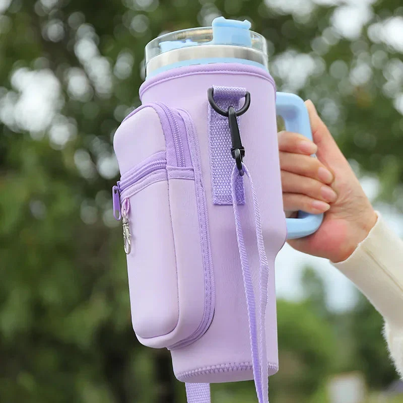 Water Bottle Carrier Bag with Zipper Pocket - Image 2