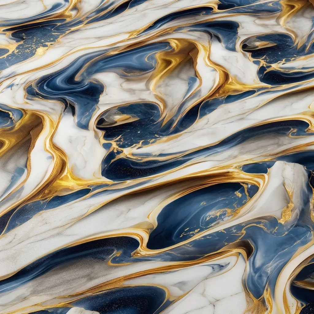 Waterproof Blue & Golden Marble Sheet (60cm x 2m) - Image 3
