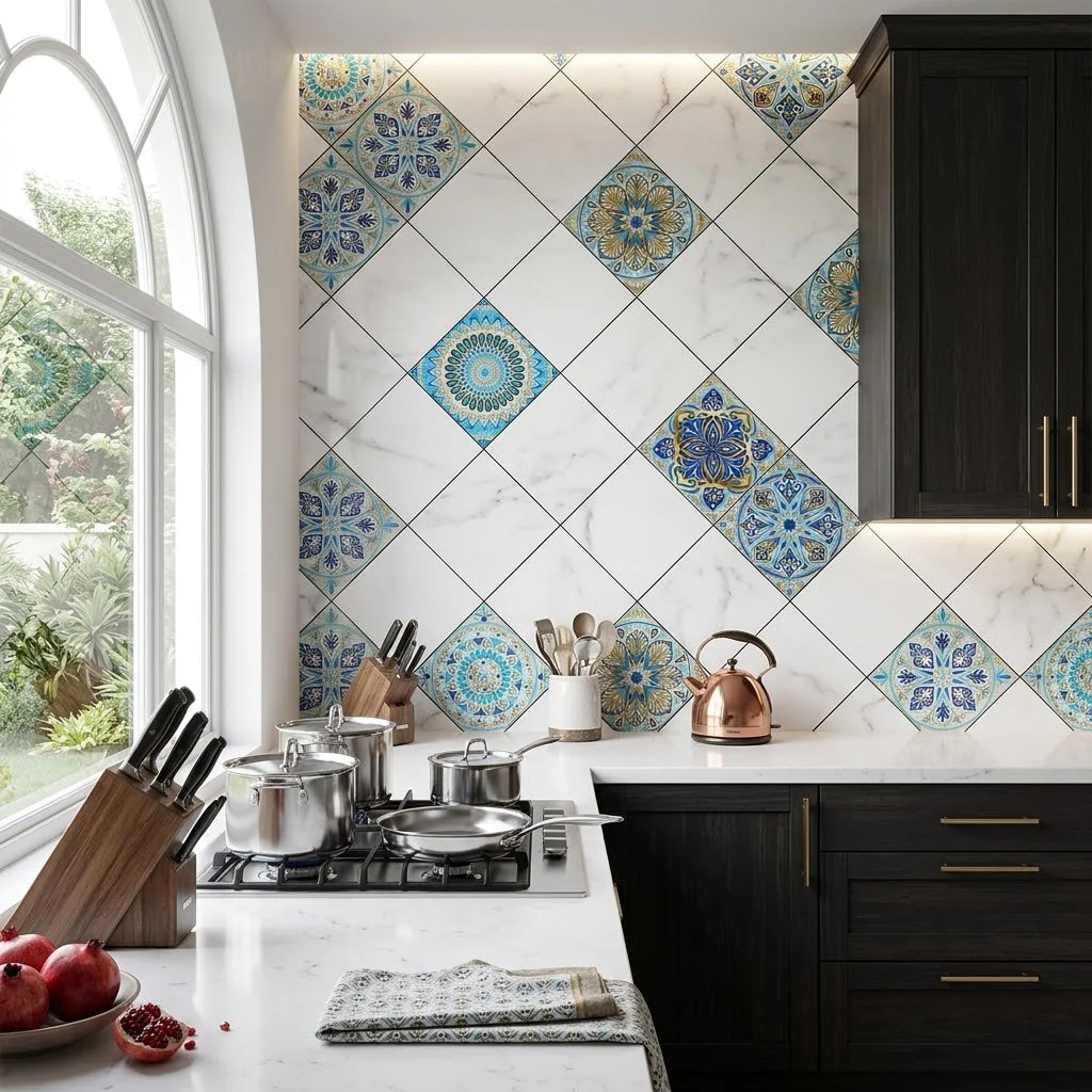 Waterproof Geometric Pattern Marble Sheet (60cm x 2m) - Image 3