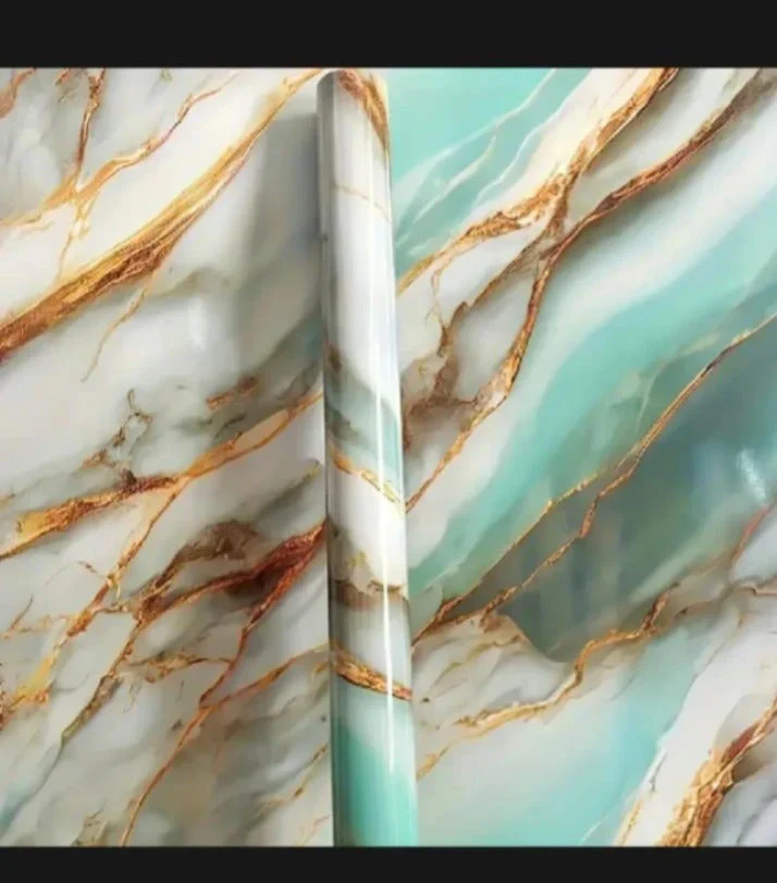 Waterproof Green & Golden Marble Sheet (60cm x 2m) - Image 3