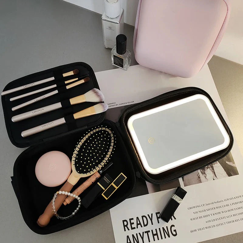 Waterproof Makeup Storage Bag with Detachable LED Mirror - Image 2