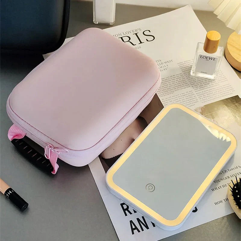 Waterproof Makeup Storage Bag with Detachable LED Mirror - Image 3