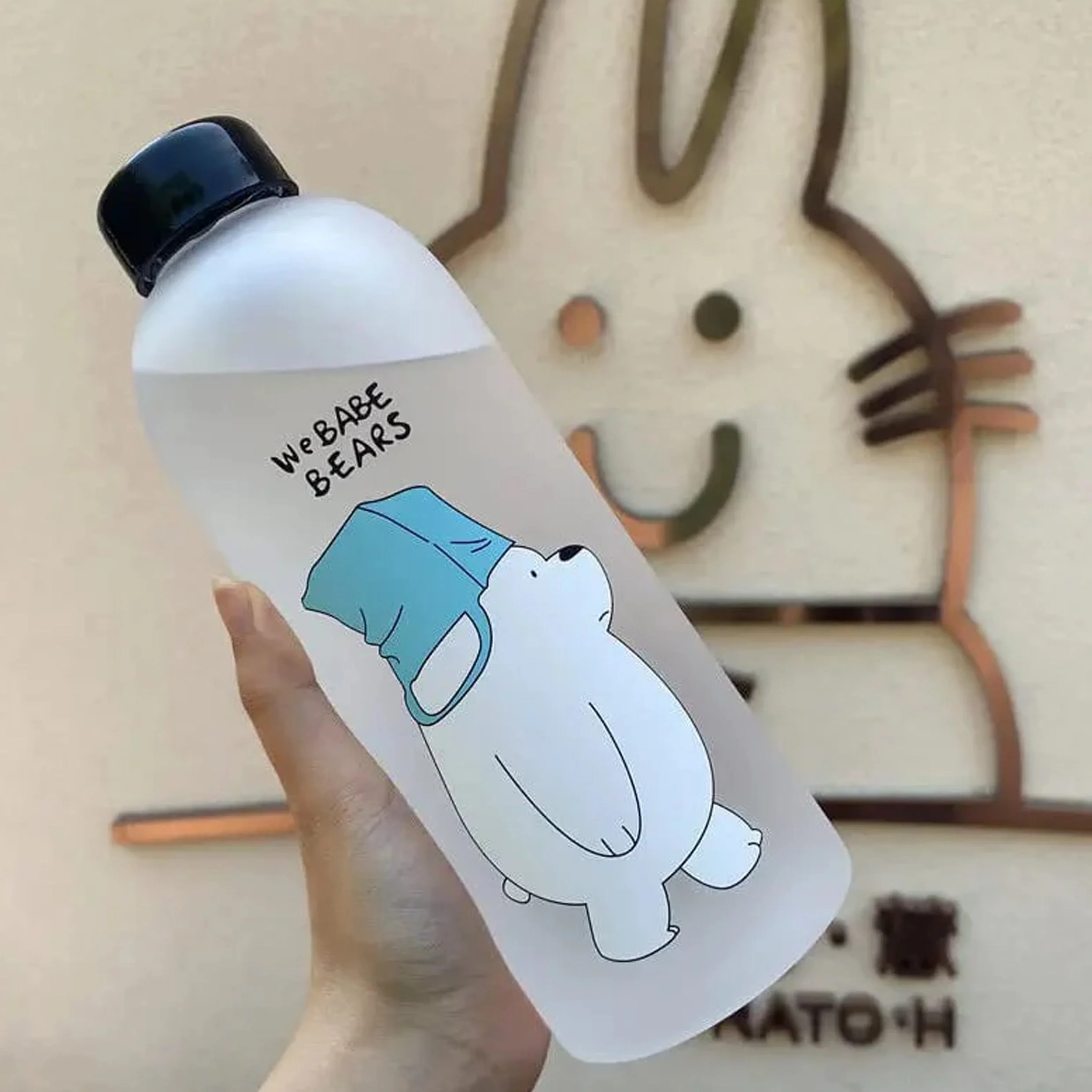 We Bare Bear Water Bottle with Straw - Image 3